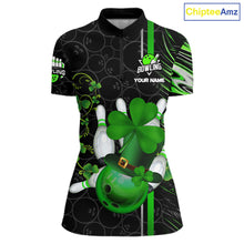 Load image into Gallery viewer, Black and Green Camo Bowling shirts for Women Custom St Patrick Shamrock Lucky Team bowling Jersey NQS11671