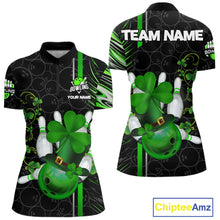 Load image into Gallery viewer, Black and Green Camo Bowling shirts for Women Custom St Patrick Shamrock Lucky Team bowling Jersey NQS11671