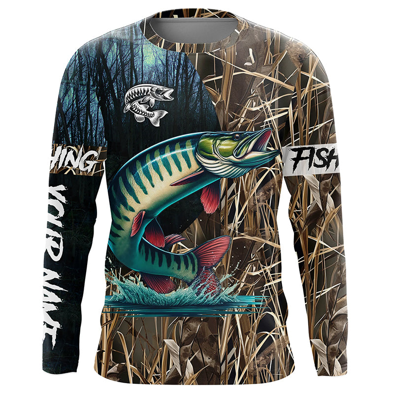 Musky Fishing Customize Name 3D All Over Printed Fishing Camo Shirts, Personalized Fishing Gifts NQS292