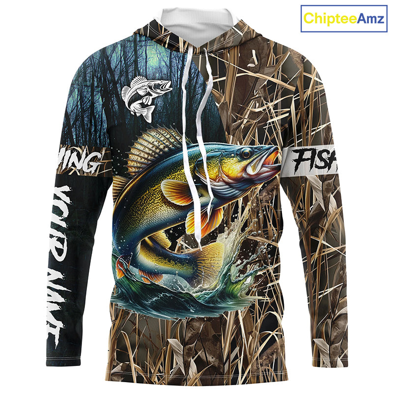Walleye Fishing Custom Name 3D All Over Printed Camo Fishing Shirts, Personalized Fishing Gift NQS293