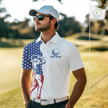 Load image into Gallery viewer, Red, White and Blue American Flag Golf polo shirts For Men Custom patriotic mens golf top NQS9987