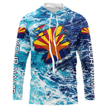 Load image into Gallery viewer, Blue sea wave ocean camo Arizona flag patriot shirt Custom sun protection fishing long sleeve shirts NQS5766