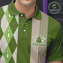 Load image into Gallery viewer, Retro Green argyle pattern Bowling shirts For Men custom bowling team jerseys Bowler Outfits NQS10152