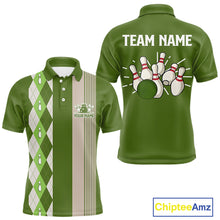 Load image into Gallery viewer, Retro Green argyle pattern Bowling shirts For Men custom bowling team jerseys Bowler Outfits NQS10152