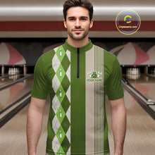 Load image into Gallery viewer, Retro Green argyle pattern Bowling shirts For Men custom bowling team jerseys Bowler Outfits NQS10152