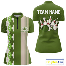 Load image into Gallery viewer, Retro Green argyle pattern Bowling shirts For Women custom bowling team jerseys Bowler Outfits NQS10152