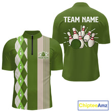 Load image into Gallery viewer, Retro Green argyle pattern Bowling shirts For Men custom bowling team jerseys Bowler Outfits NQS10152