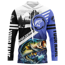 Load image into Gallery viewer, Largemouth Bass Fishing Blue performance fishing shirt UV protection custom name long sleeves NQS2121