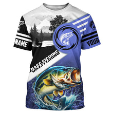 Load image into Gallery viewer, Largemouth Bass Fishing Blue performance fishing shirt UV protection custom name long sleeves NQS2121