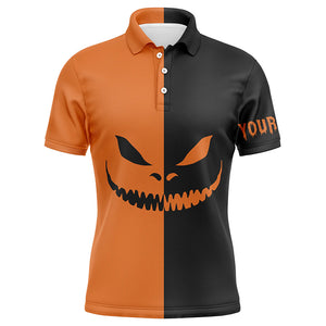 Funny Mens golf polo shirts Halloween Grimace custom black and orange Halloween mens golf wears NQS6164