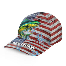 Load image into Gallery viewer, American flag patriot Mahi mahi Fishing Baseball Angler Hat Cap, Personalized Dorado Fishing Gifts NQS8296