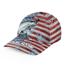 Load image into Gallery viewer, American flag patriot Chinook Salmon Fishing Baseball Angler Hat Cap, Personalized Salmon Fishing Gift NQS8298