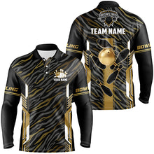 Load image into Gallery viewer, Black And Gold zebra pattern Bowling Shirts For Men, Personalized Bowling Team Jerseys Bowler Outfit NQS8300
