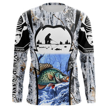 Load image into Gallery viewer, Winter crappie Ice fishing camo Customize name Performance Long Sleeve fishing shirts for men, women NQS1012