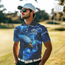 Load image into Gallery viewer, Blue Lightning Thunder Eagle Golf Polo Shirts For Men custom mens golf top, team golf shirts NQS10906
