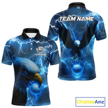 Load image into Gallery viewer, Blue Lightning Thunder Eagle Golf Polo Shirts For Men custom mens golf top, team golf shirts NQS10906