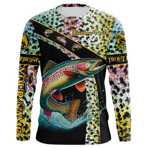 Rainbow trout fishing scales UV protection Custom long sleeve fishing shirts, trout fishing jerseys NQS4385