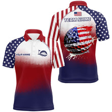 Load image into Gallery viewer, Red, white and blue American Flag Golf Ball Golf Polo Shirt For Men custom Patriotic golf top for mens NQS8982