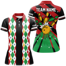 Load image into Gallery viewer, Christmas argyle pattern Bowling Polo, 1/4 zip shirts For Women Custom Xmas Team Bowling Jerseys NQS8985