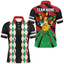 Load image into Gallery viewer, Christmas argyle pattern Bowling Polo, Quarter zip shirts For Men Custom Xmas Team Bowling Jerseys NQS8985