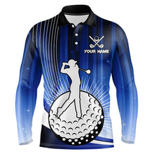 Load image into Gallery viewer, Mens Golf Polo Shirts Custom golf attire for men, personalized golf gifts | Blue NQS9222