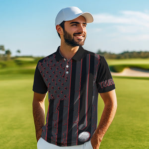 Black and Red American flag Men golf polo shirts Customize patriotic golf shirt for mens NQS9413