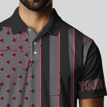 Load image into Gallery viewer, Black and Red American flag Men golf polo shirts Customize patriotic golf shirt for mens NQS9413