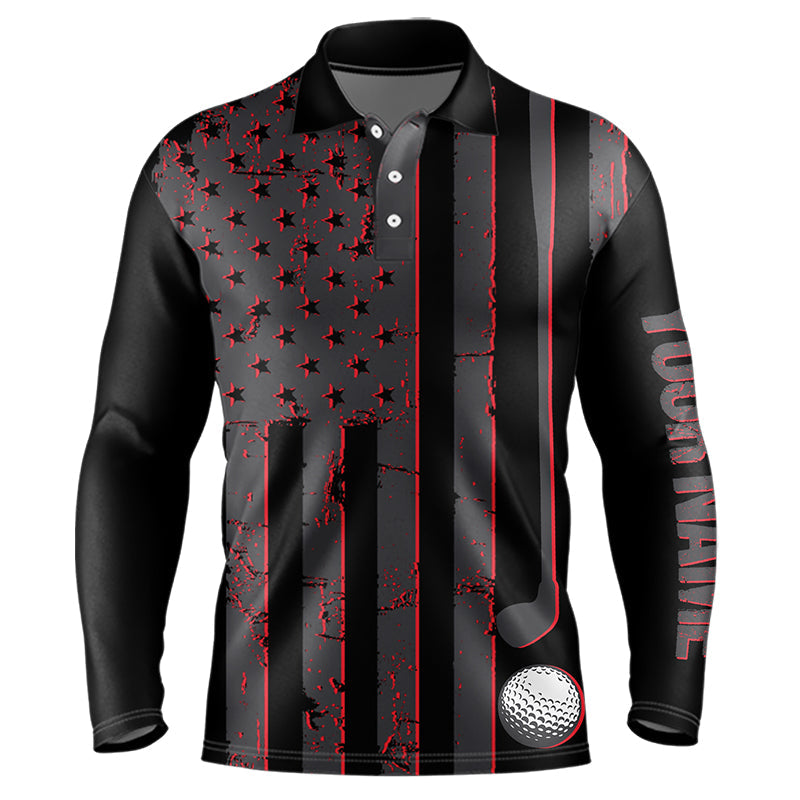 Black and Red American flag Men golf polo shirts Customize patriotic golf shirt for mens NQS9413