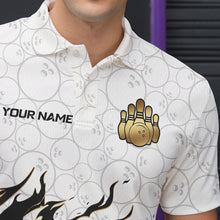 Load image into Gallery viewer, Black and White Camo Bowling Shirts For Men Custom Bowling Team League Jerseys | Gold NQS9576