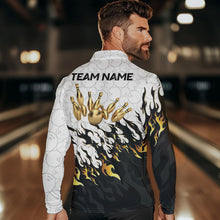Load image into Gallery viewer, Black and White Camo Bowling Shirts For Men Custom Bowling Team League Jerseys | Gold NQS9576