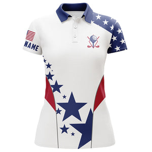 Women golf polo shirts American flag custom patriotic Red, white, and blue golf tops for ladies NQS5508