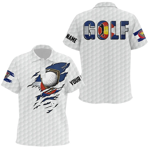 Kid golf polos shirt vintage Colorado flag custom team golf shirts, patriot white golf tops NQS7655