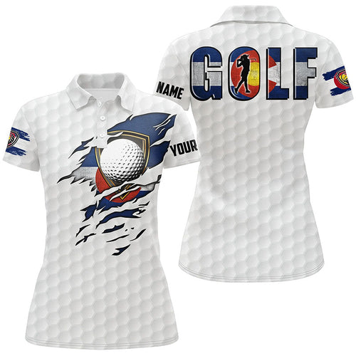 Womens golf polo shirts vintage Colorado flag custom team golf shirts, patriot white golf tops NQS7655