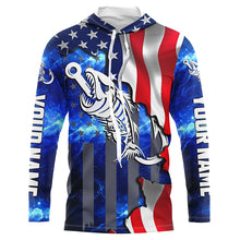 Load image into Gallery viewer, American flag fishing Fish hook skull reaper blue Custom Name sun protection fishing shirts NQS3492