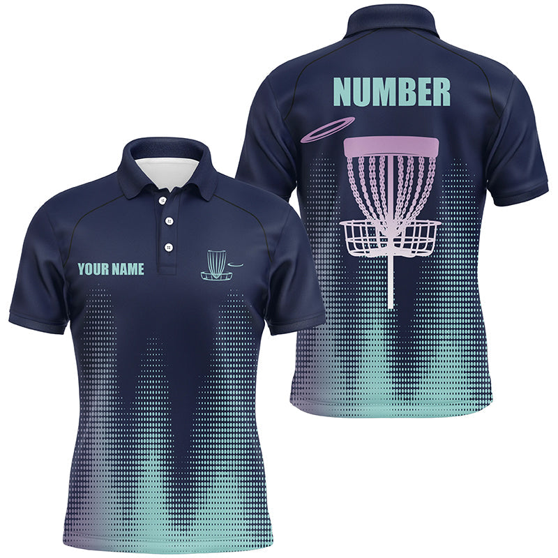 Blue gradient Mens Disc golf polo shirts custom team disc golf jerseys, disc golf clothes NQS8082