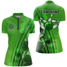 Load image into Gallery viewer, Green clover St Patrick Day bowling shirts for women custom Team bowling jerseys, gifts for bowlers NQS8084