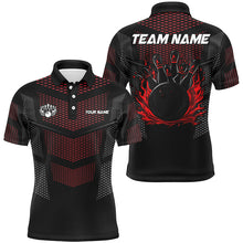 Load image into Gallery viewer, Black And Red Strike Bowling Polo, 1/4 zip Shirts For Men, Custom Name Bowling Team Jerseys NQS8314