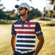 Load image into Gallery viewer, Custom American Flag Golf Polo Shirts For Men, Personalized Patriotic Mens Golf attire NQS10500