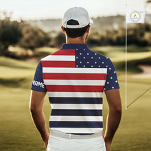 Load image into Gallery viewer, Custom American Flag Golf Polo Shirts For Men, Personalized Patriotic Mens Golf attire NQS10500