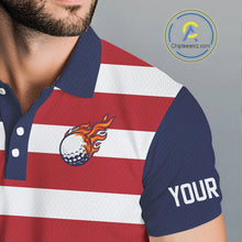 Load image into Gallery viewer, Custom American Flag Golf Polo Shirts For Men, Personalized Patriotic Mens Golf attire NQS10500