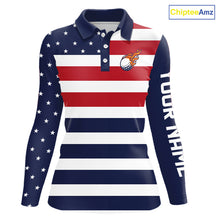 Load image into Gallery viewer, Custom American Flag Golf Polo Shirts For Women, Personalized Patriotic Ladies Golf attire NQS10500