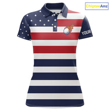 Load image into Gallery viewer, Custom American Flag Golf Polo Shirts For Women, Personalized Patriotic Ladies Golf attire NQS10500