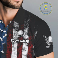 Load image into Gallery viewer, Vintage American Flag Eagle Black Golf Polo Shirts For Men Custom mens patriotic golf shirts NQS10502