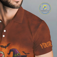 Load image into Gallery viewer, Funny Flamingo Pumpkin Golf Polo Shirt For Men Custom Halloween Golf Tops | Orange NQS10702