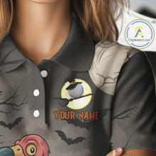 Load image into Gallery viewer, Funny Halloween Flamingo Pumpkin Golf Polo Shirt For Women Custom Halloween Ladies Golf Tops NQS10704