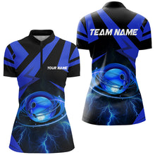 Load image into Gallery viewer, Black and Blue Lightning Thunder Bowling Ball Womens Bowling shirts custom Team Bowling League Jersey NQS8754