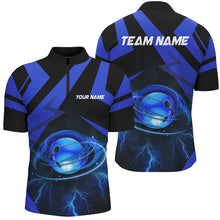 Load image into Gallery viewer, Black and Blue Lightning Thunder Bowling Ball Mens Bowling shirts custom Team Bowling League Jersey NQS8754