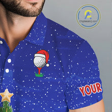 Load image into Gallery viewer, Funny Snowman Golf Blue Christmas Golf Polo Shirts For Men custom Christmas golf outfit, golfing gift NQS10912