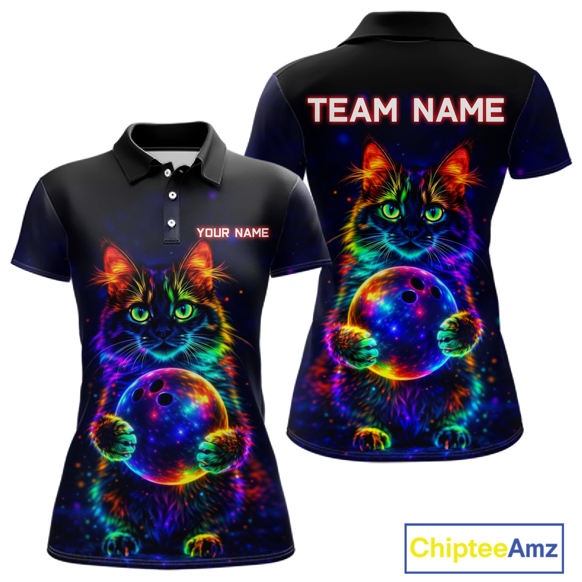 Neon Cat Bowling shirts for Ladies Custom Team Bowling Apparel, best bowling shirts NQS11516