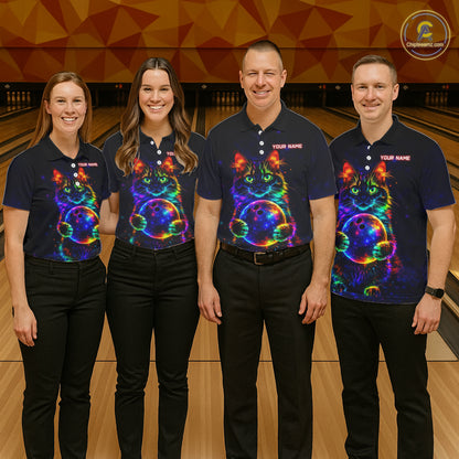 Neon Cat Bowling Jerseys for Men Custom Team Bowling Apparel, best bowling shirts NQS11516